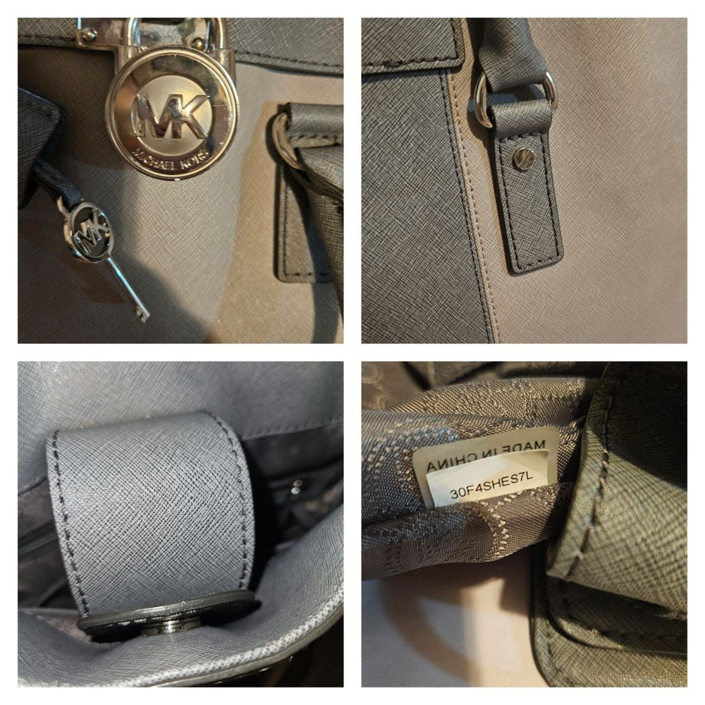 Michael Kors Hamilton Two Tone Leather Satchel Purse - Picture 11 of 12